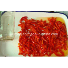 Sweet Red Pepper Strips in Glass Jar
